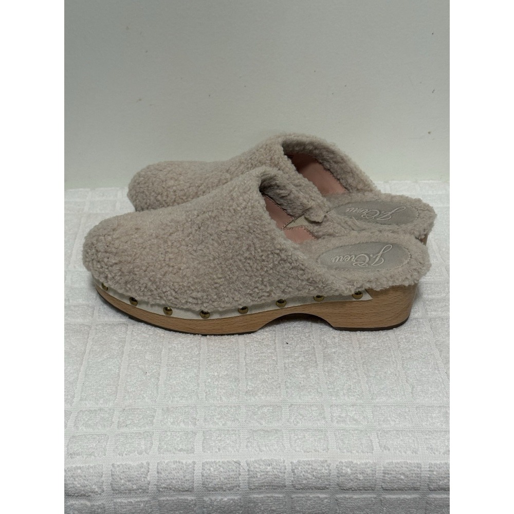 J. Crew women's cream faux shearling slip on casual clogs Size 9